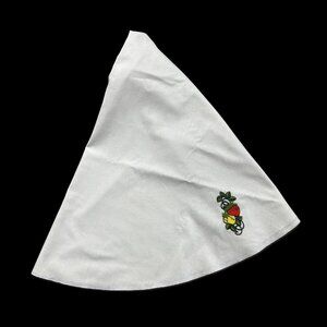 Vintage Oval Tablecloth 1970s Cream Embroidered Strawberry Patches Red Yellow